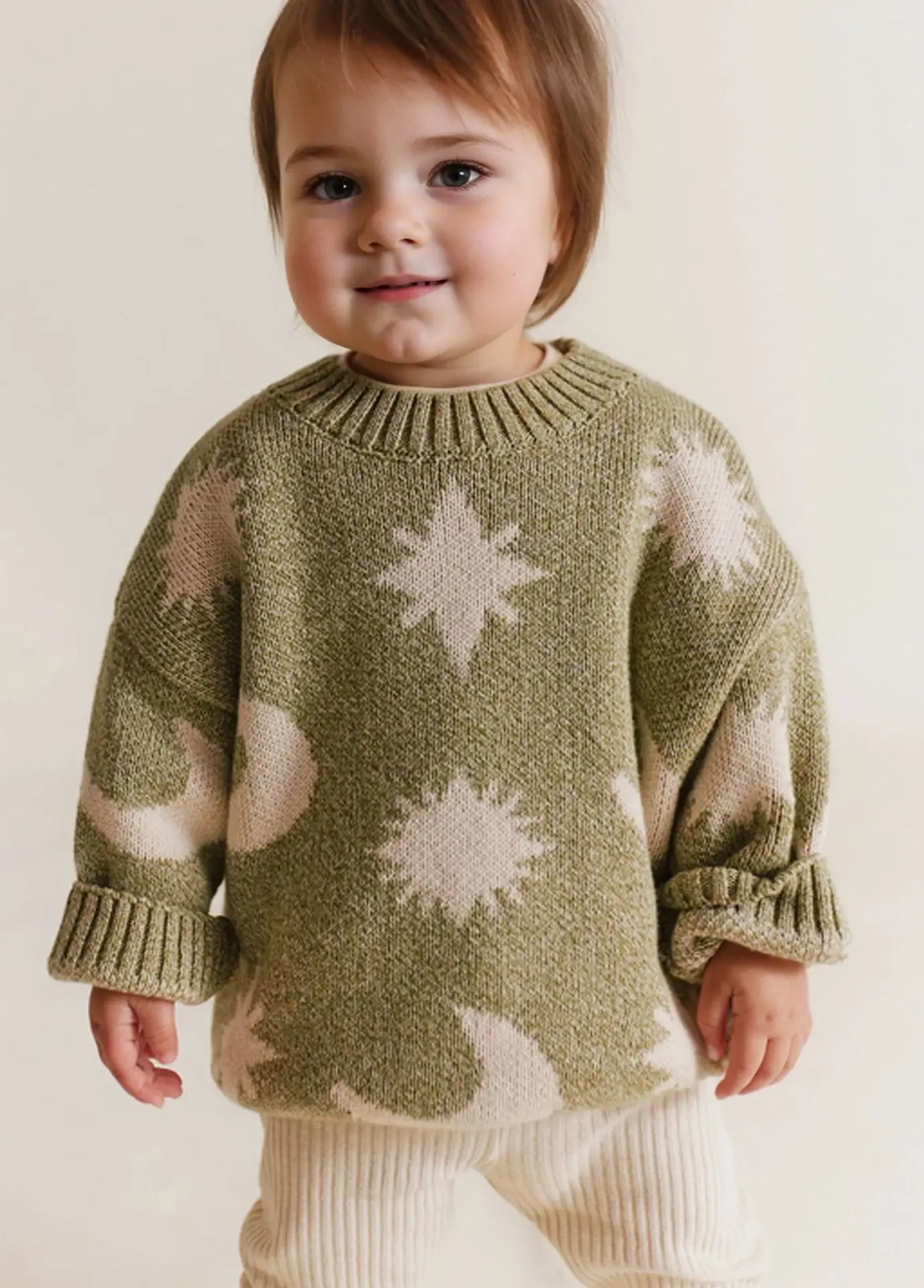 Sweter dziecięcy 2025 Jesień/Zima Nowość Chłopcy i Dziewczynki Uroczy Sweter z Kreskówką Okrągły Dekolt Jesienno-Zimowy Ciepły Sweter Dzianinowy