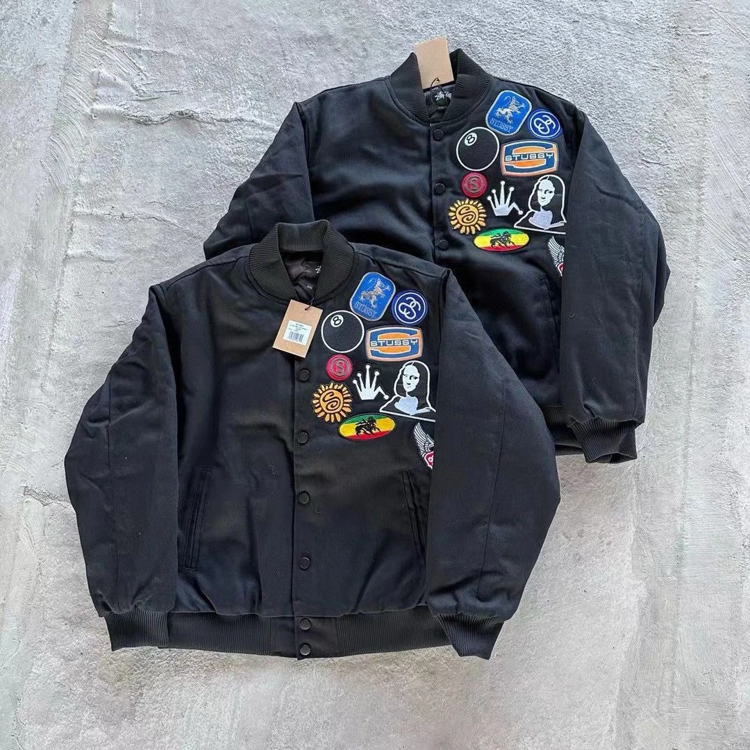 

Ретро брендовый бейсбольный значок с принтом Tutsi Tide, пальто с вышивкой, мужская и женская свободная куртка для пар, весенние и осенние модели