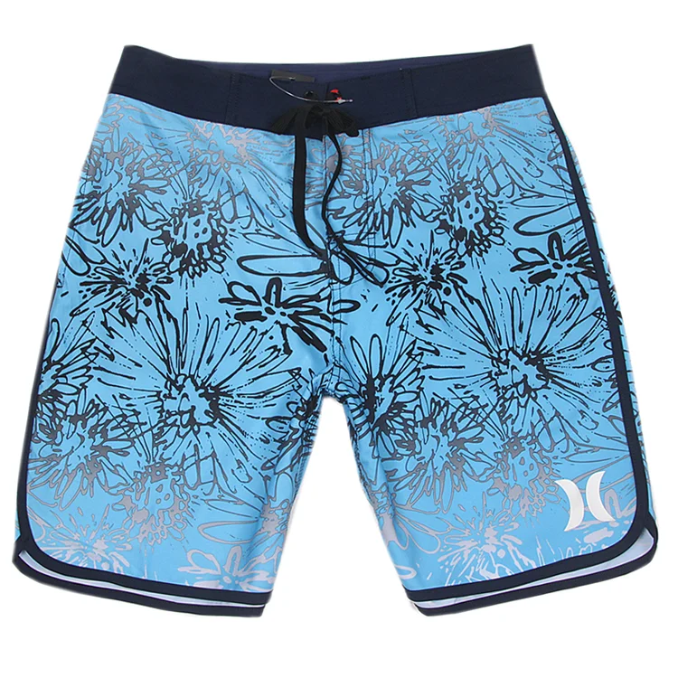 Men's Beach Surfing Shorts Quick Dry Elastic Loose Fit Five Inches Casual Sportswear Blue Swimming Trunks Polyester Fiber