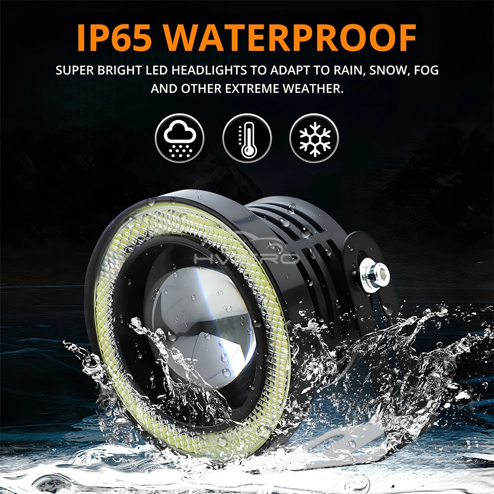 عيون الملاك COB LED لمبة أضواء الضباب السيارات 64 مللي متر 76 مللي متر 89 مللي متر العالمي النهار مصباح جيد الإضاءة أبيض أحمر أزرق المصباح 30 واط DC12V تعديل #4