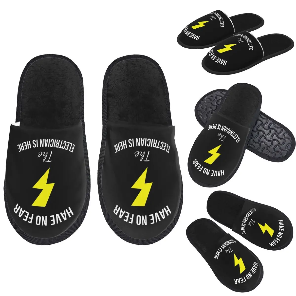 Custom Have No Fear The Electrician Is Here Funny Job Slippers Memory Foam Warm Soft Women House Slipper Indoor Cozy Shoes