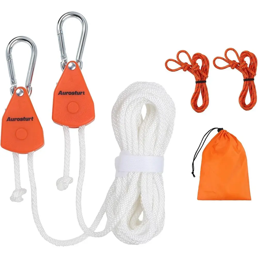 Portable Heavy-Duty Ratchet Pulley Clothesline for Outdoor, Indoor, Camping, and Travel Use