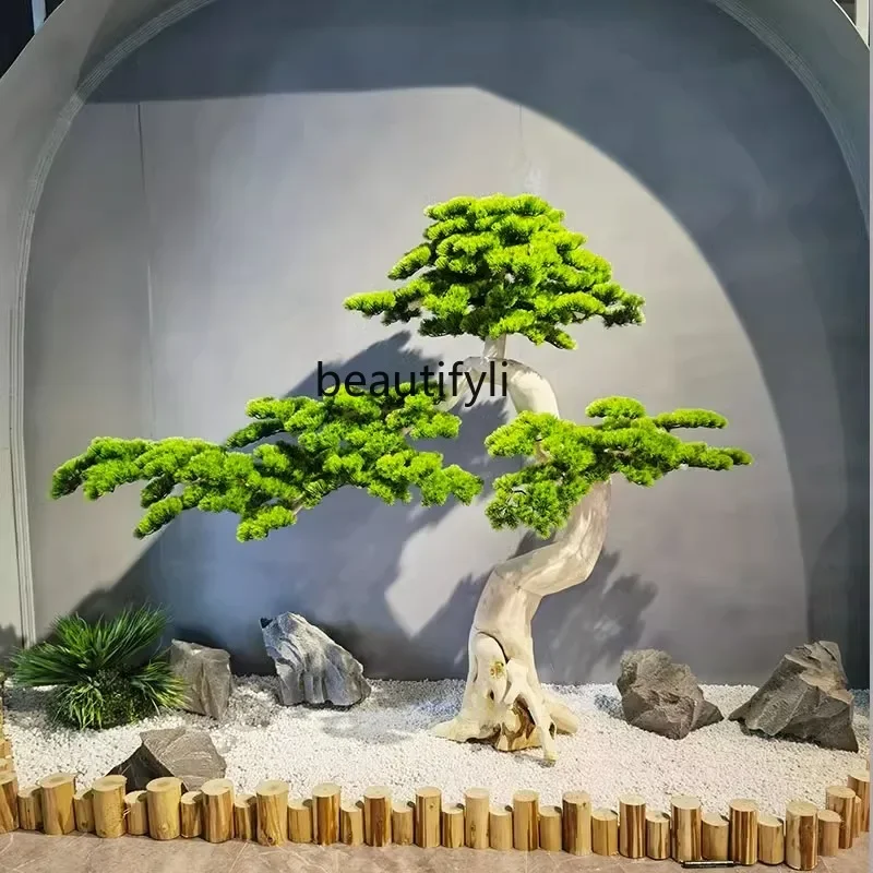 

Artificial Greeting Pine Modeling Indoor Artificial Tree Root Carving Wood Decoration Floor Ornaments Staircase Landscaping