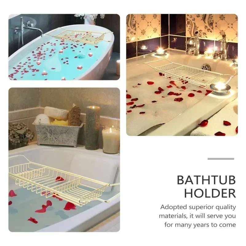 Laptop Stand Wire Bath Tub Tray Stainless Bathtub Tray Expandable Bath Table Shelf Over Bath Tub Racks Optional Gold/Silver