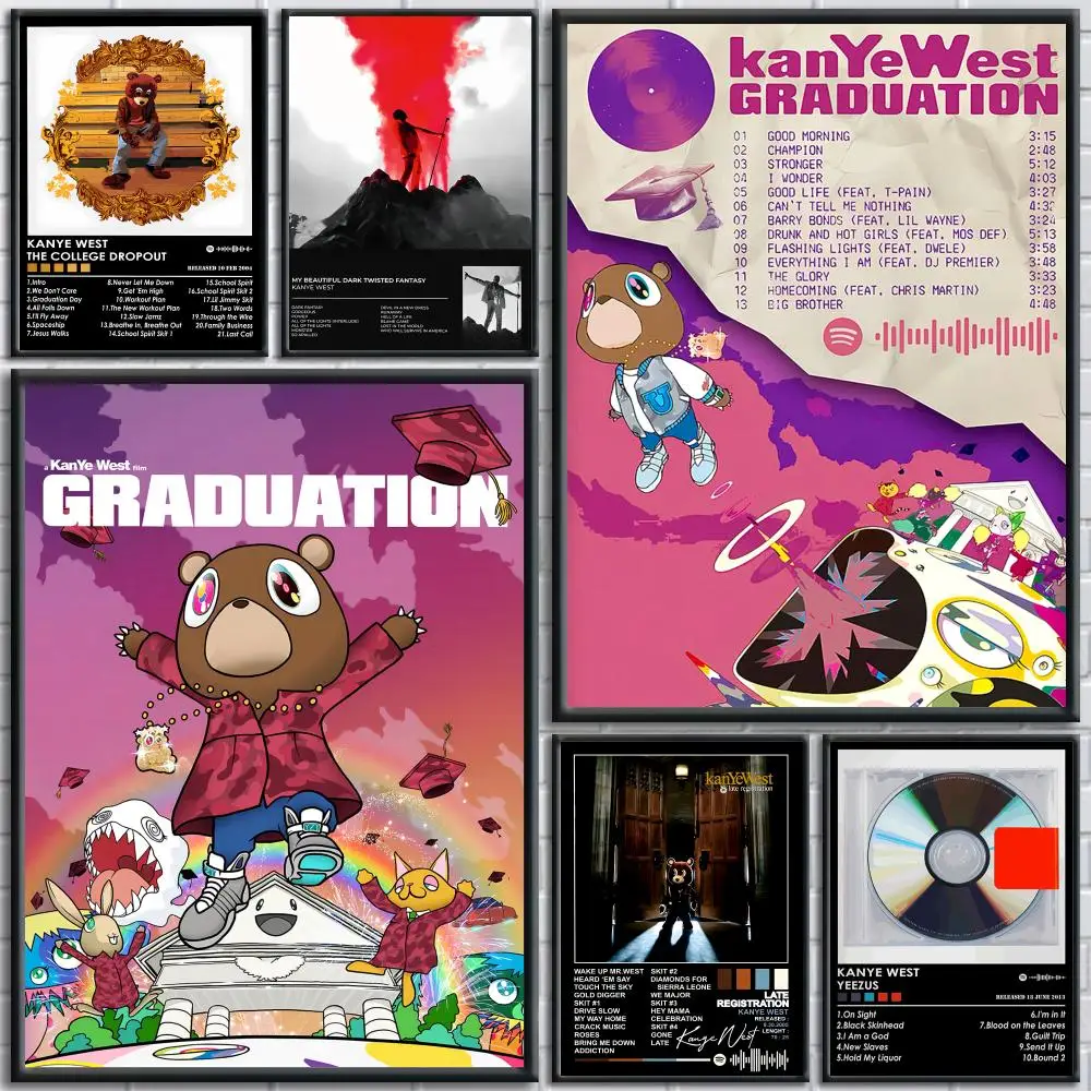 K_Kanye Fashion W_West Poster Perfect Sticker Self Adhesive Art Designed for Home Dining Office Spaces
