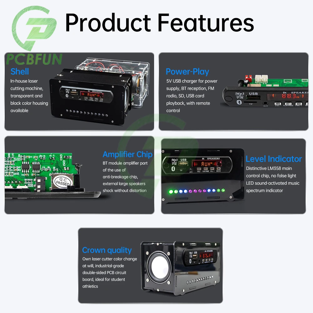 Kit de Altavoz Bluetooth DIY con Radio FM, proyecto de soldadura DIY, práctica de montaje de soldadura, componente de Kit electrónico DIY, altavoz de 2x3W