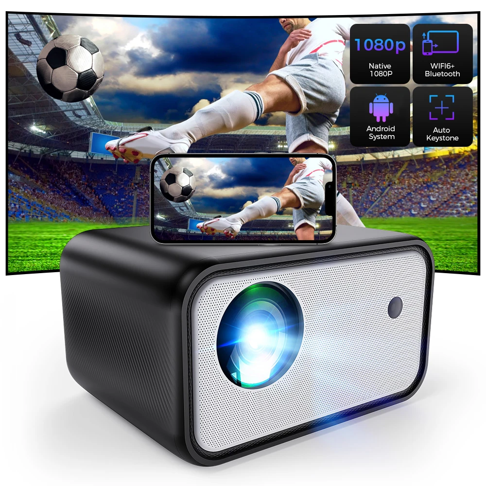 4K WIFI Android Projector Native 1080P Full HD 1920*1080P BT5.0 300ANSI Electronic Focus Portable Home Cinema Projector CY900