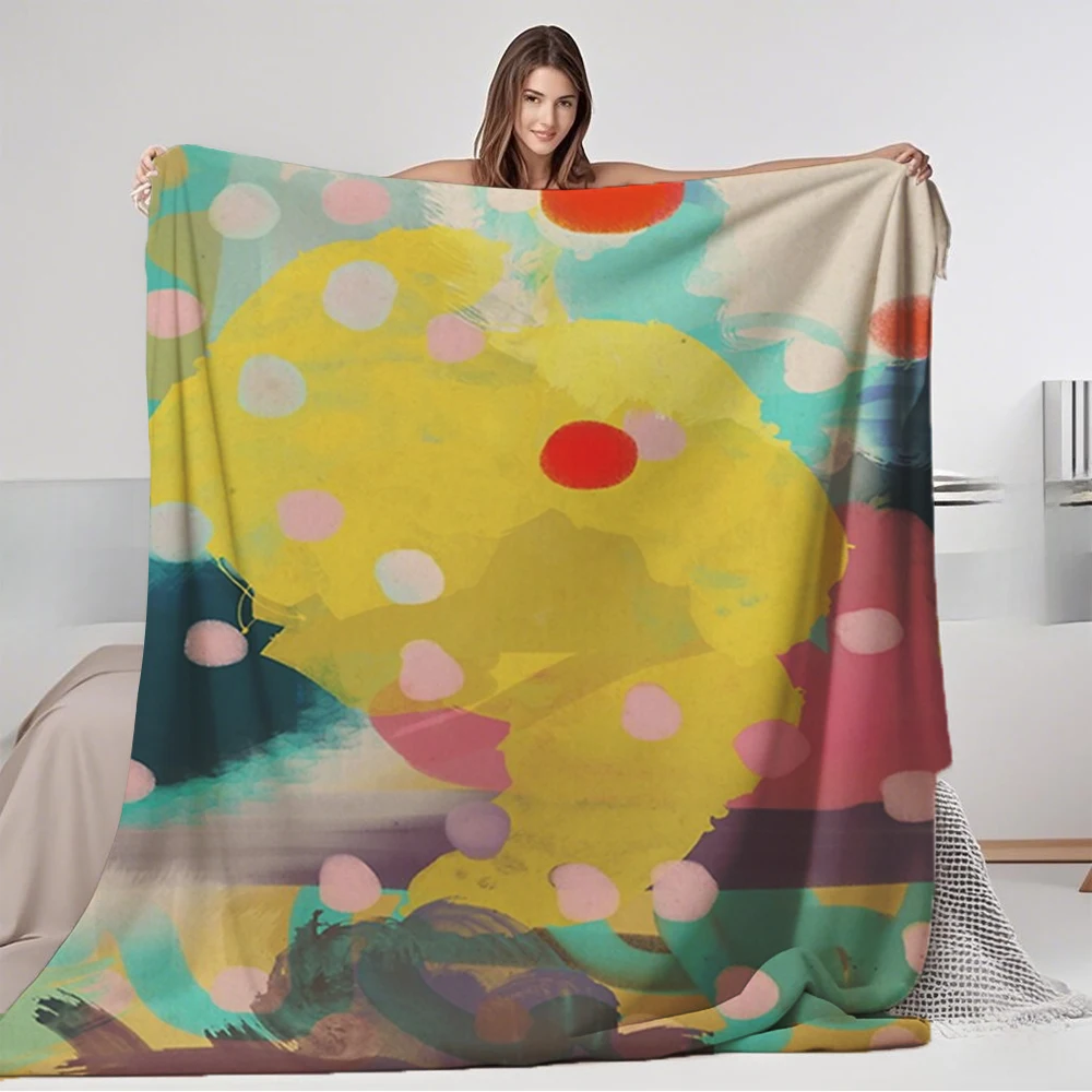 

Flannel Cozy Tropical Blanket Abstract Art Chaos Contemporary Microfiber Bedspread Coverlet Breathable Lightweight Blankets