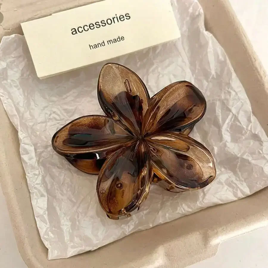 

3pcs Women's 8cm Flower Shaped Plastic Hair Claw Clip Boho Style ABS Hair Accessories