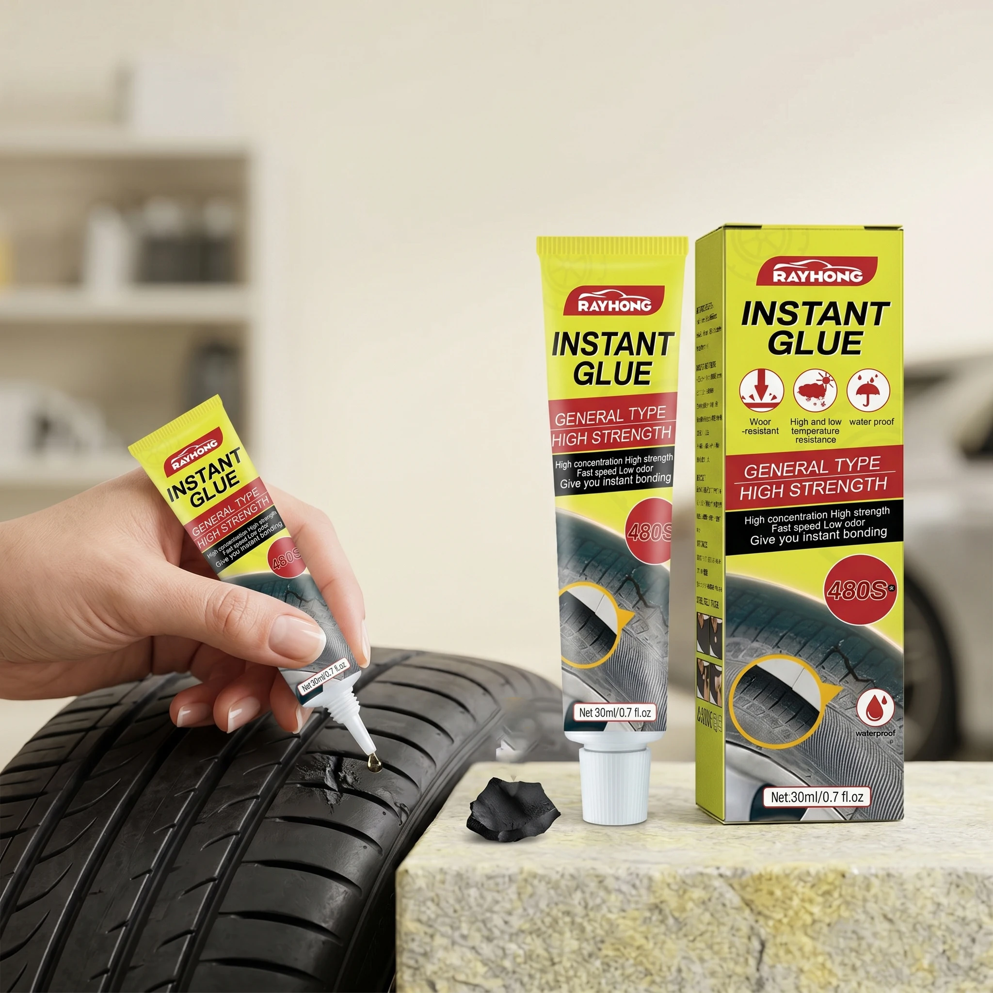 Tire Repair Glue Quick-Dry Waterproof Resistant High Temperature Wear Bicycle Inner Tube Puncture Repairs Non-corrosive Adhesive