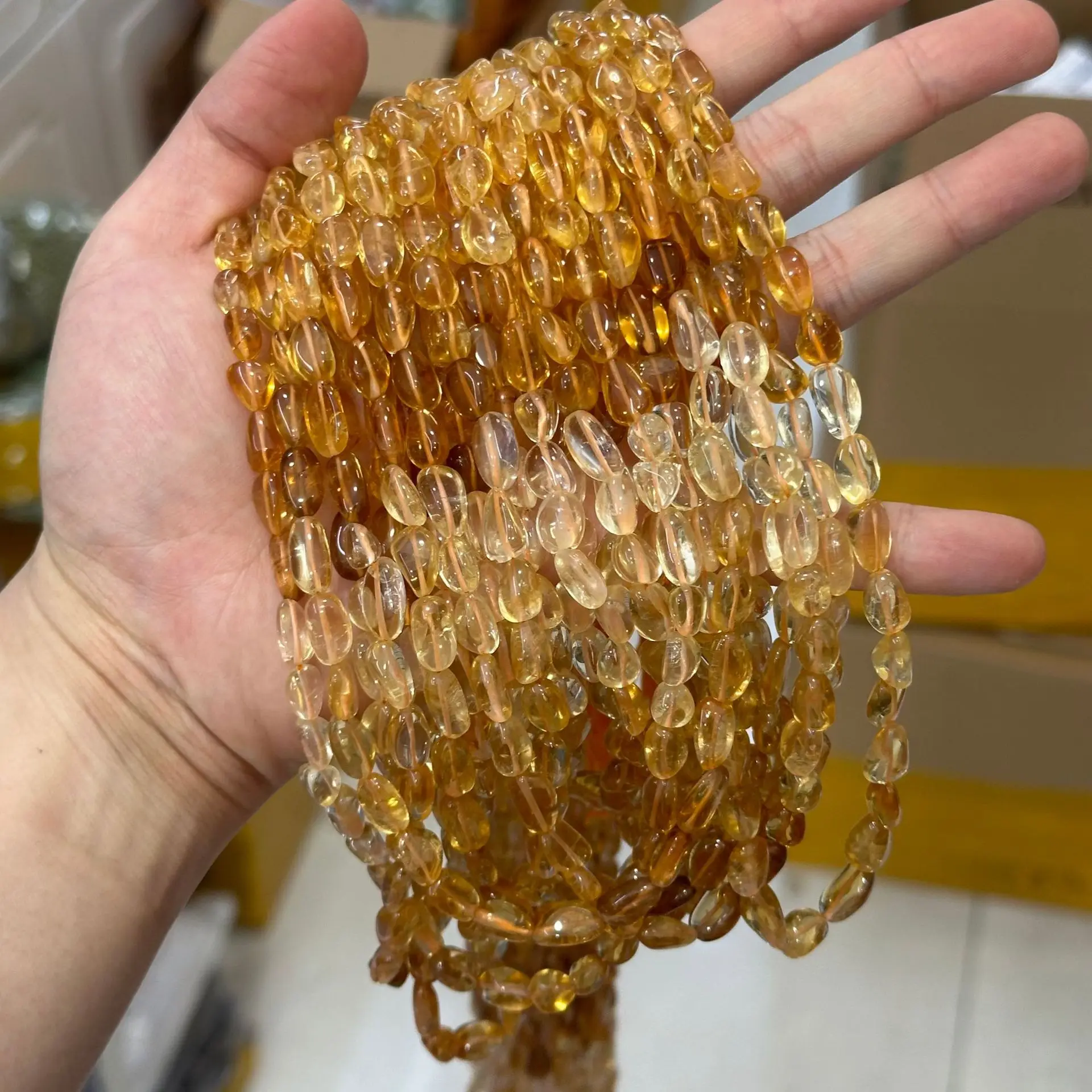 

Citrine baroque gradient yellow 7*10mm 45cm for DIY jewelry making loose beads FPPJ wholesale nature