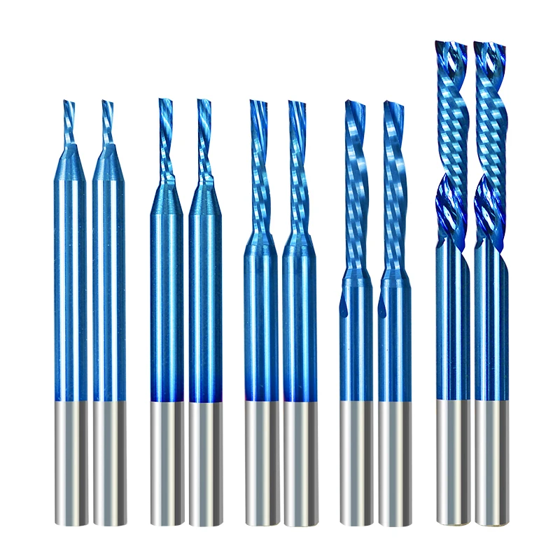 XCAN10pcs Singola Flauto Fresa In Metallo Duro 1/8 ''Gambo O Flauto A Spirale CNC Router Bit Cutter 1/1.5/2/2.5/3.175mm Strumenti di Fresatura del Legno