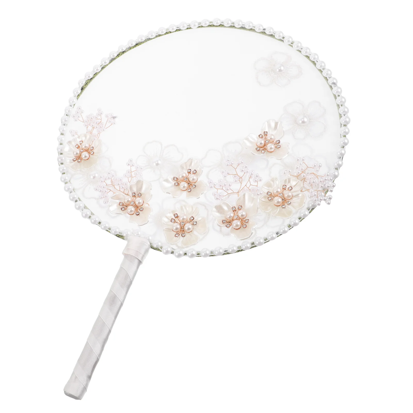 

New Chinese Round Fans Decorative Handheld Floral Embroidery Circular Summer Cooling Wedding Home Traditional Lightweight
