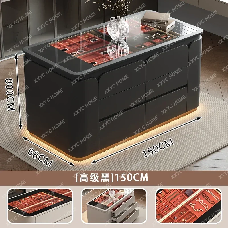 

H Cloakroom Center Island Jewelry Storage Cabinet Double-Sided Chest Jewelry Display Floor Cabinet
