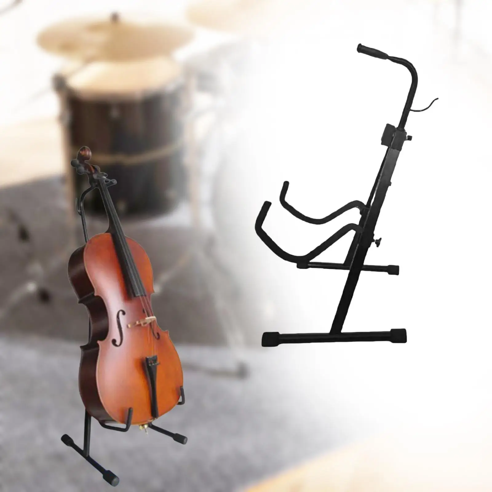 Metal Cello Display Stand with Hook Foldable Tripod Compact Sturdy Suitable for All Cello Sizes Portable Guitar Instrument Stand