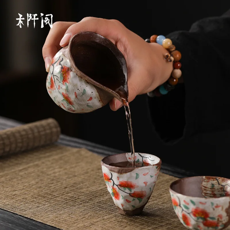 HYS hand-painted small floral retro cover bowl ceramic kung fu tea set single high-end hand-held pot large-capacity treasure