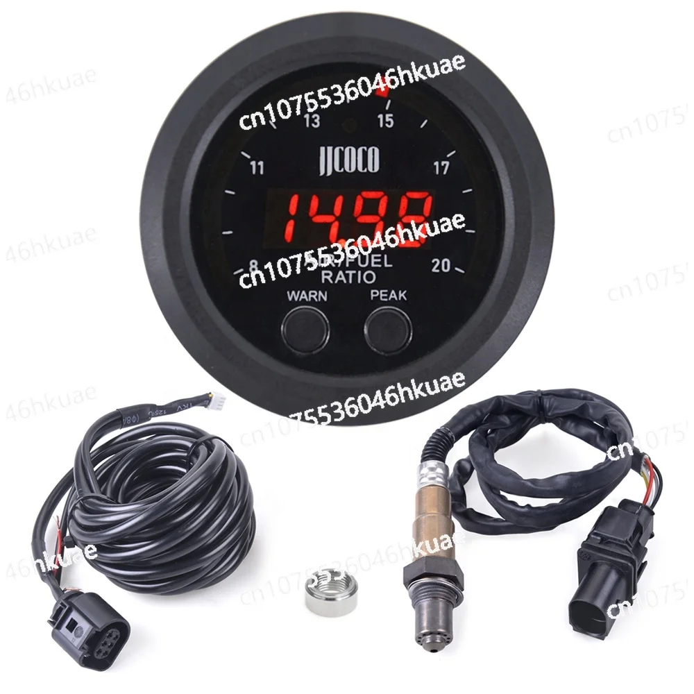 Air Fuel Ratio Gauge Ultra-Thin Round 52MM S-Serie LED Digital Display with Wideband Oxygen Sensor 12V