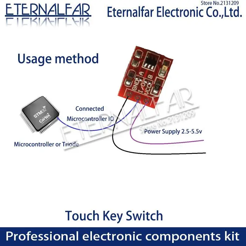 TTP223 Touch Key Switch Module One-way Touch Button Capacitive Switches Self-Locking/No-Locking Capacitive Touch Switches PCB