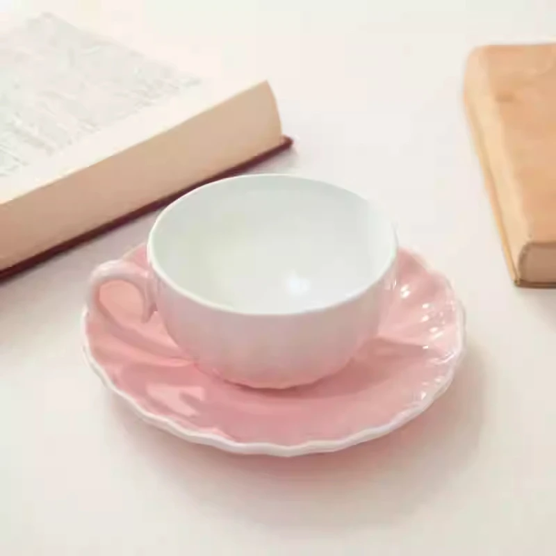 Plato de taza de café de calabaza Retro francés de 260ml, taza de cerámica de Color sólido, juegos de platos y tazas exquisitos de gama alta, juego de té de la tarde en inglés