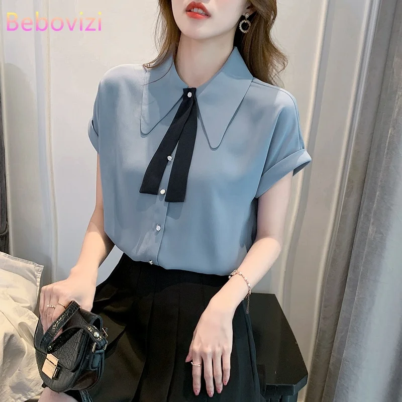 

Casual Chiffon Shirt Women's Summer Short Sleeve 2023 Fashion New Collar Fashion Top