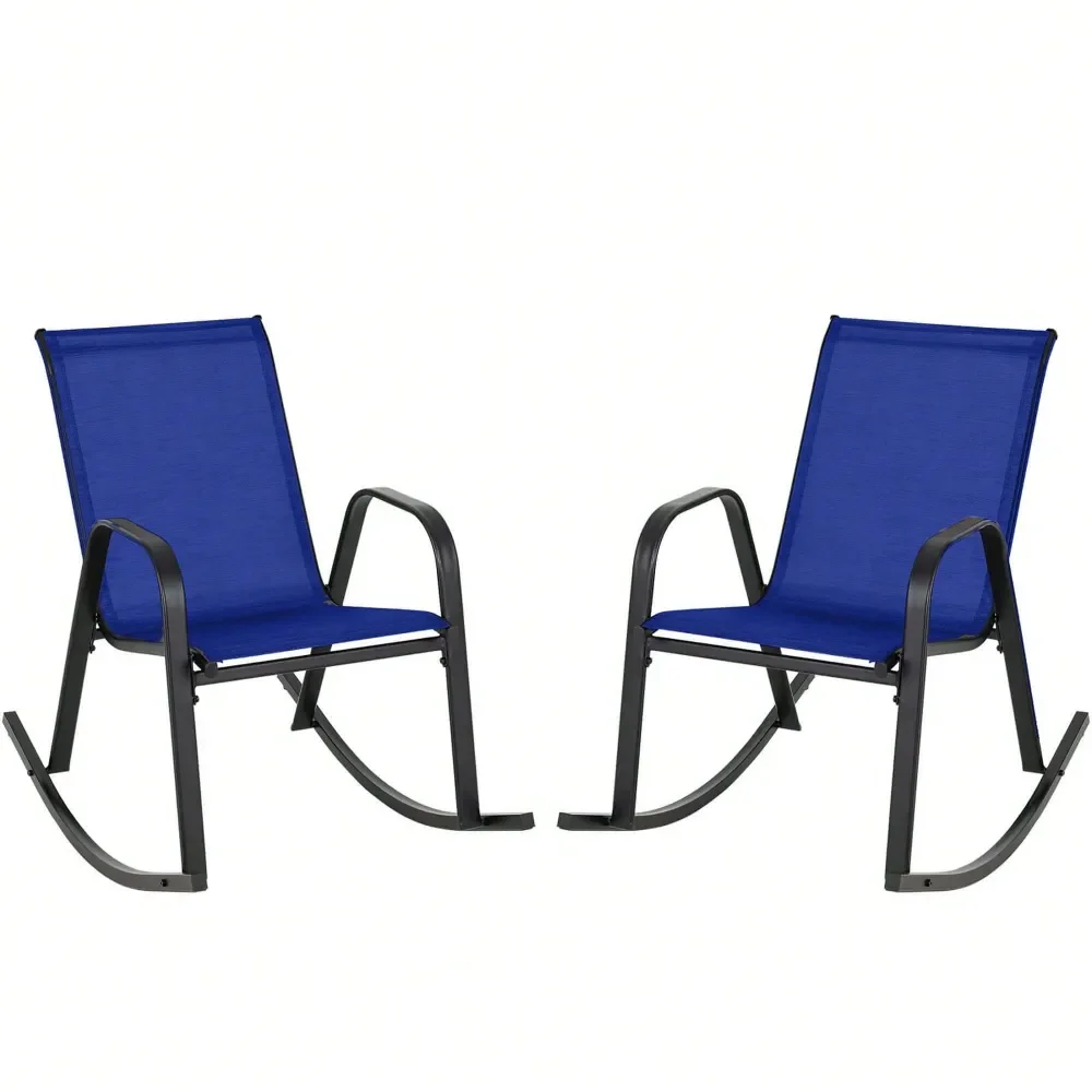 

2 4 PCS Patio Rocking Chair HeavyDuty Metal Rocker Outdoor AntiSlip Navy
