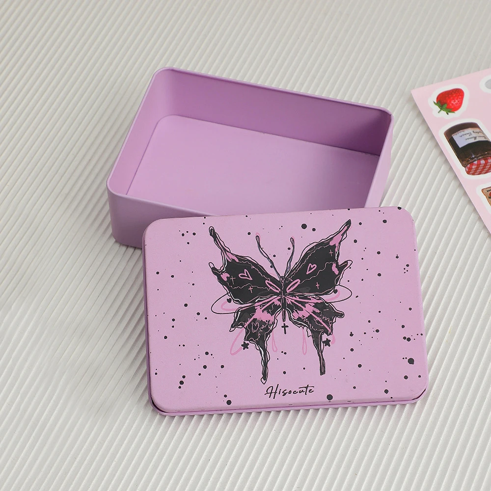 Cartoon Butterfly Metal Storage Box Big Capacity Jewelry Candy Coins Pill Storage Box Desktop Organizer Easy To Carry