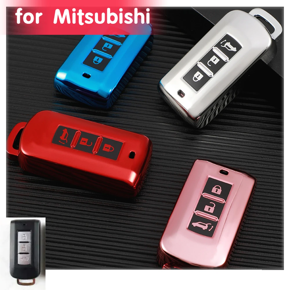 For Mitsubishi Outlander Lancer 10 Pajero Sport EX ASX Colt Grandis L200 Smart 3 Buttons TPU Car Key Case Cover