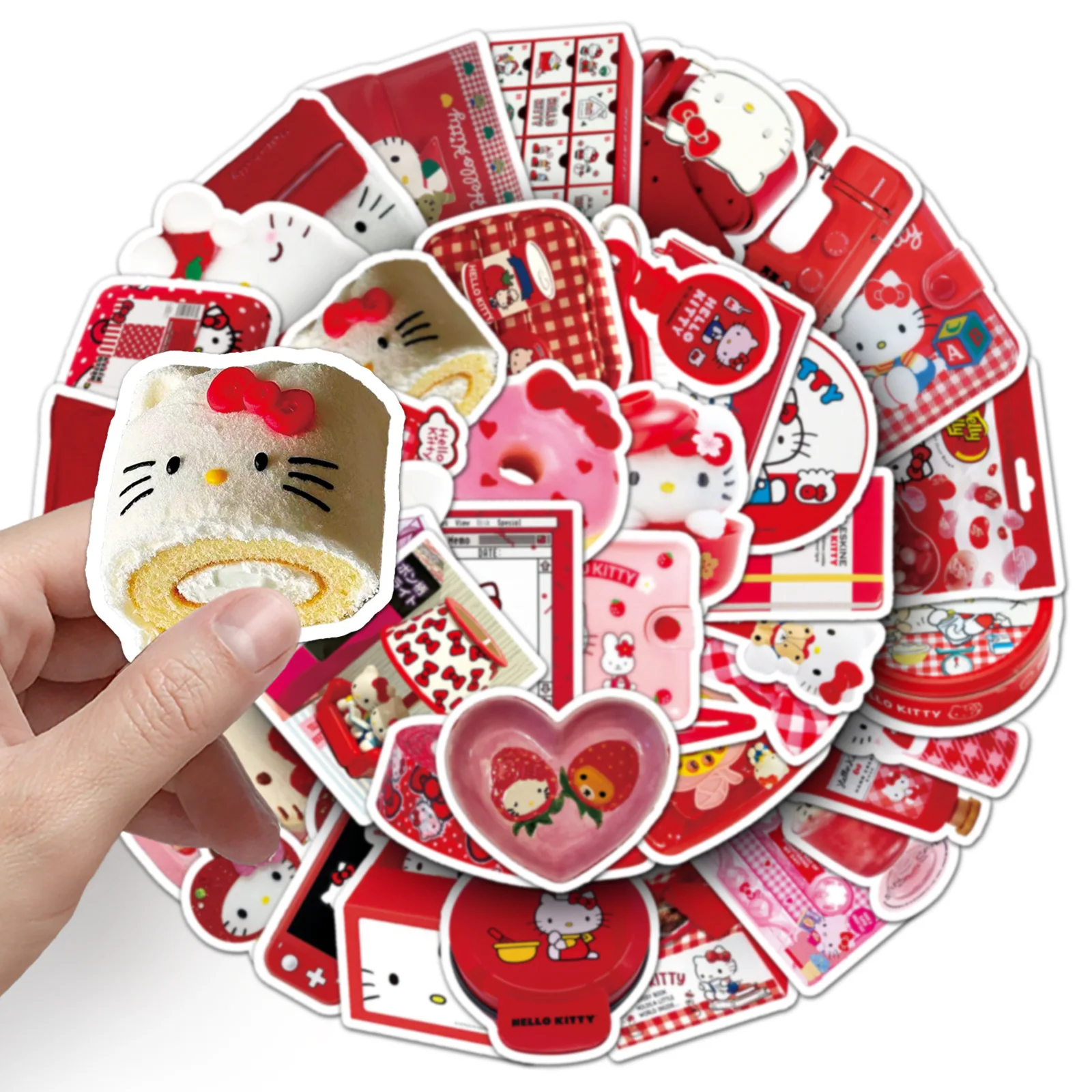 10/30/50PCS Rouge INS Autocollants Hello Kitty Graffiti Dessin Animé BRICOLAGE Décoration Fille Cadeaux Autocollants Réfrigérateur Bagages Ordinateur Portable Guitare Voiture Vélo