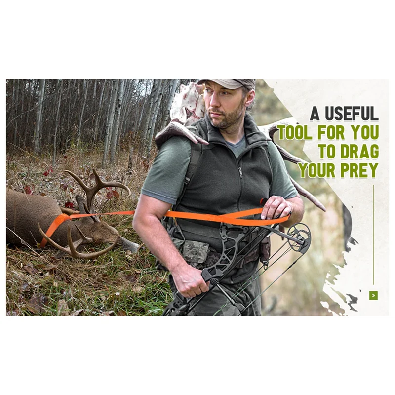 

ABHS-4.9Ft Deer Drag Orange Harness Deer Tow Rope Deer Drag And Harness Deer Puller Deer Hunting Replacement