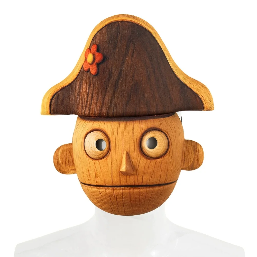 Nutcracker Mask Wooden Texture Soft Nutcracker Puppet Man Mask for Xmas Cosplay Party Fancy Dress Costume Props Masquerade Mask