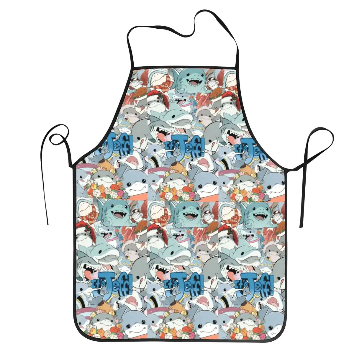 Cute Jeff The Land Shark Cartoon Apron Chef Cuisine Tablier Sleeveless Bib Kitchen Cleaning Pinafore for Women Men Gardening