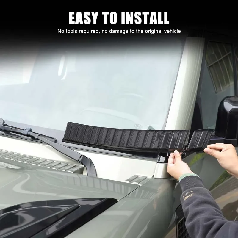 Real Carbon Fiber For Land Rover Defender 90 110 130 2020-2025+ Car styling front windshield rain sink cover sticker accessories