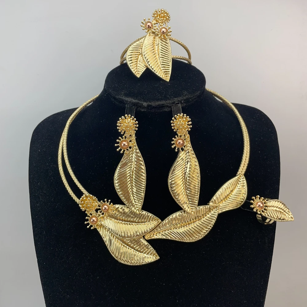 

Brazilian Simple Style Big Bold Necklace Luxury Quality African Bride Jewelry Set For Women Party Gifts FHK22800