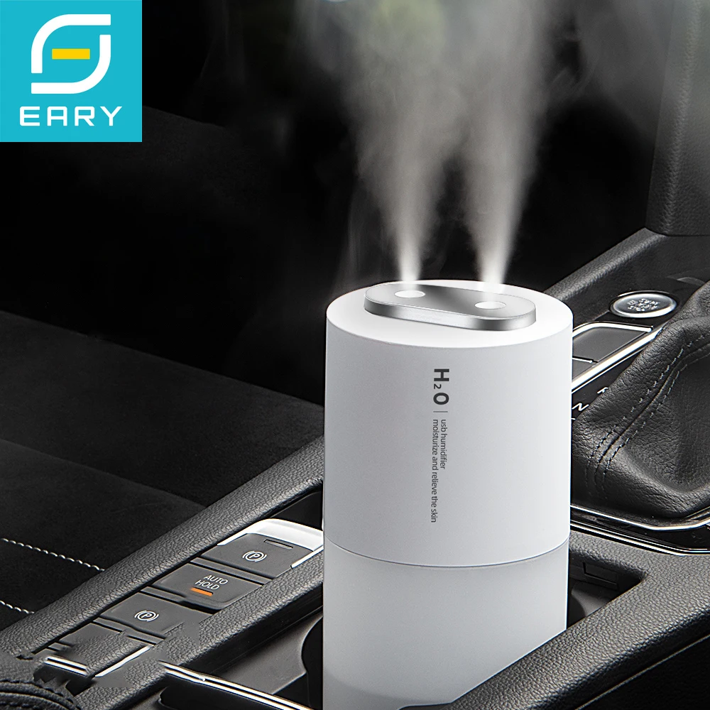 

Eary Car Air Humidifier Mini USB Double Spray Port Big Mist Small Air Humidifier with LED Light for Car Room Home Office Bedroom