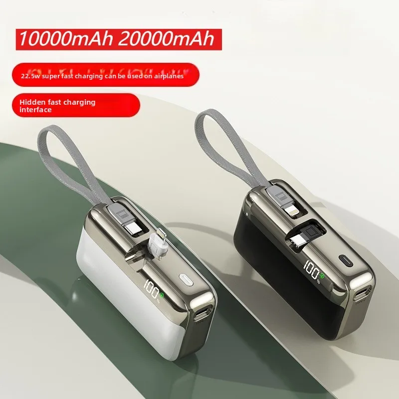 

20000mAh22.5W Mini Power Bank Fast Charging Built-in Cable Plug Portable External Battery Charger for IPhone Xiaomi Powerbank