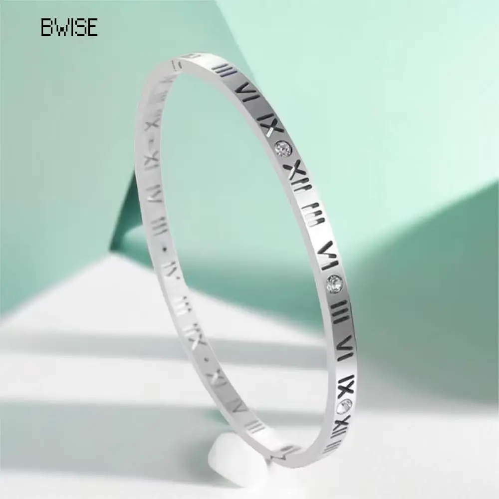 Bwise Roman Numerals Bracelet For Women Stainless Steel Jewelry Accessories Luxury Bracelet Women Fashion