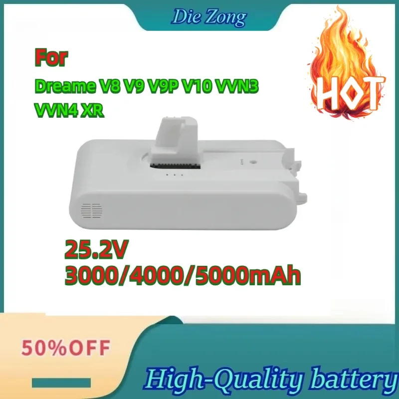 

New For Dreame V8 V9 V9P V10 VVN3 VVN4 XR Handheld Cordless Vacuum Cleaner Parts Replacement Battery 25.2V 3000/4000/5000mAh