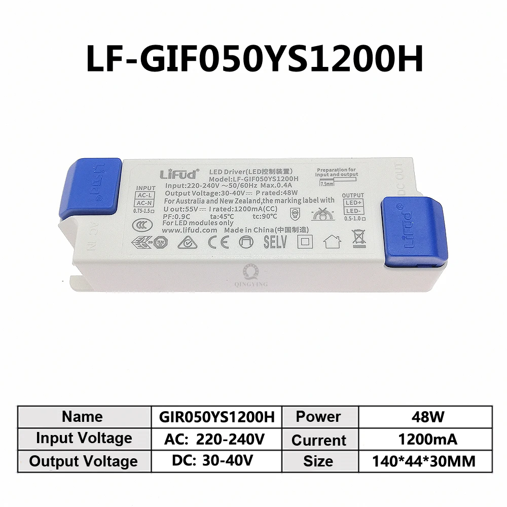 led driver painel de alimentacao para luminaria lifed led driver 48w 1200ma dc 3040v ac 220240v 01