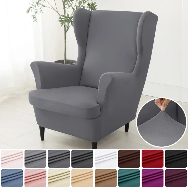 

Elastic Wing Chair Covers Stretch Spandex Sloping Back Armchair Sofa Slipcovers with Cushion Covers Protector Decor