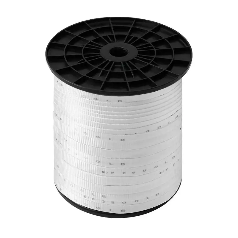 

Polyester Pull Tape, 1.9 cm x 321 m Mule Tape Flat Rope, 1134 kgf Tensile Capacity, Printed Webbing Cable Pulling Tape for Packaging, Gardening, Commercial Electrical, Conduit Work, White