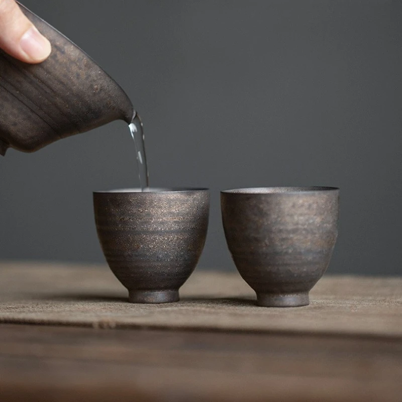 Handgefertigte Teetasse aus vergoldeter Glasur aus Keramik – handwerklich hergestelltes Eierschalenporzellan, japanisches Zen-Teeset, elegantes KungFu-Teegeschirr für Zuhause oder Geschenk