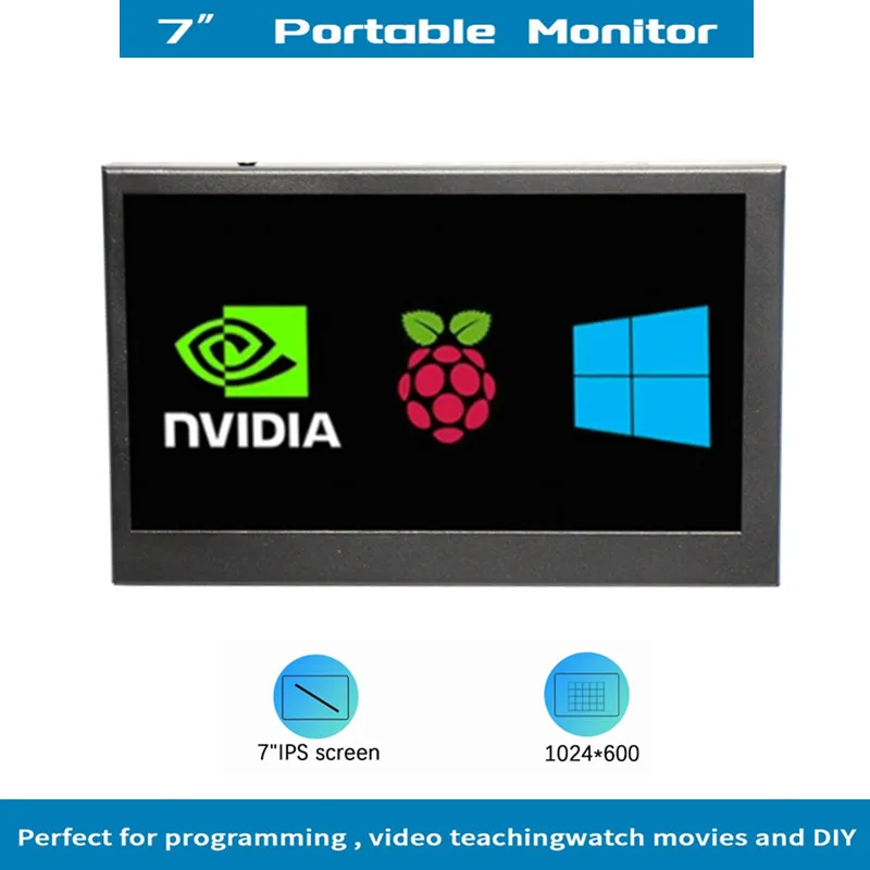 Metal shell 7 inch 1024*600 CTP Touch Panel IPS LCD Module Screen Display for Raspberry Pi 3 B+/4b banana pi
