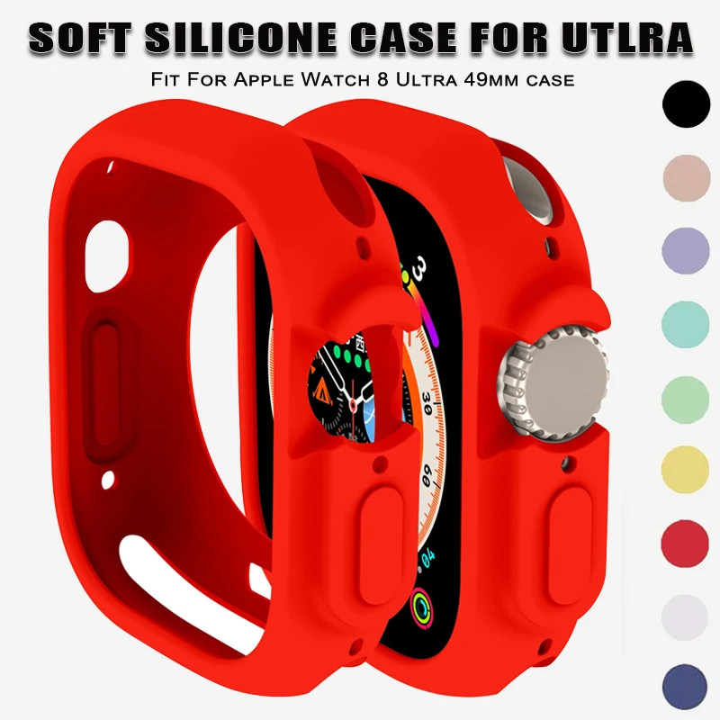 Cover For Apple Watch ultra 2 49mm 44mm 40mm 45mm 41mm 42mm 38 Accessories Silicone Bumper Protector iWatch serie SE 4 3 6 7 8 9