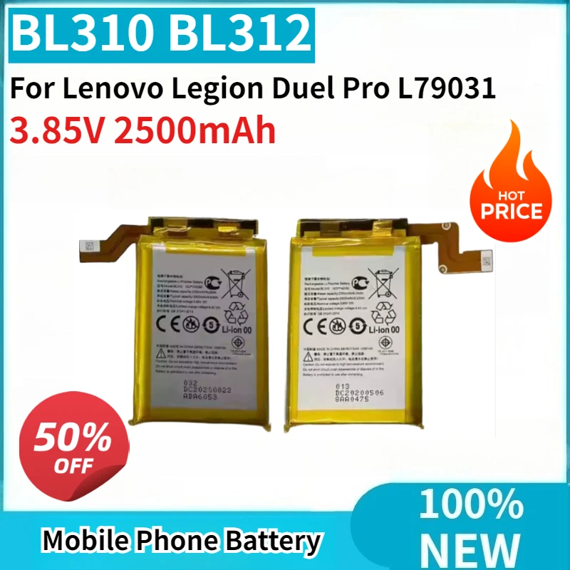 

Высококачественная новая сменная батарея BL310 BL312 2500 мАч для мобильного телефона Lenovo Legion Duel Pro L79031