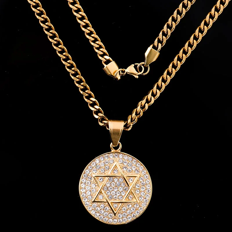 Hexagonal custom necklace pendant logo 2022 hip hop pentagram potato pendant moissanite jewelry men