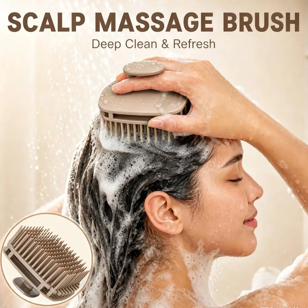 1pcs Shampoo Head Scalp Silicone Massage Brush Bath Skin Soft Washing Comb Hair Cleaning Brush Salon Beauty Health Barber Tools