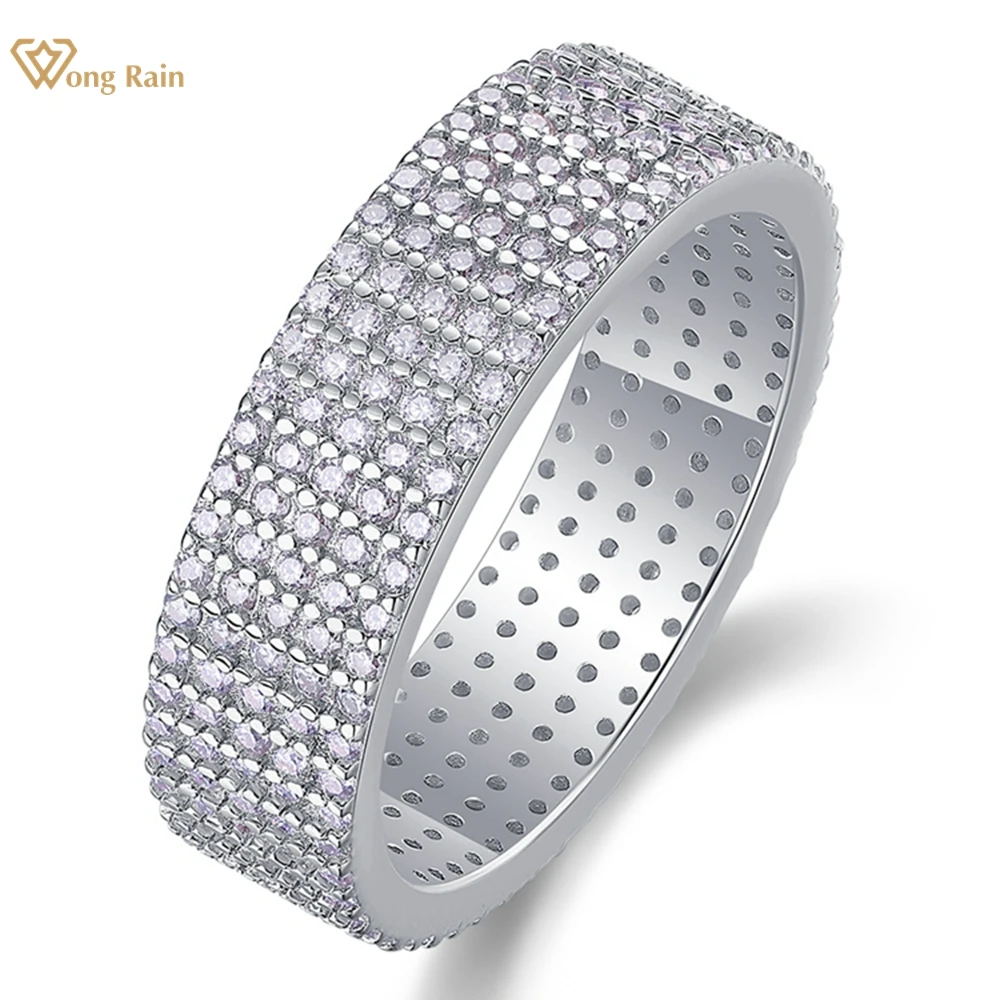 

Wong Rain 100% 925 Sterling Silver 3EX VVS1 D Color Real Moissanite Diamond 5 Row Ring Wedding Party Fine Jewelry Band Wholesale