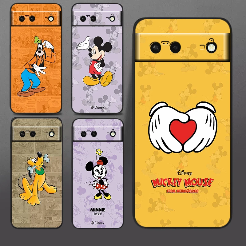 

Disney Mickey Mouse Retro For Google Pixel 9 8 7A 7 6A 6 5A 5 4 4A XL 5G Black Silicon Shockproof Shell Funda Phone Case