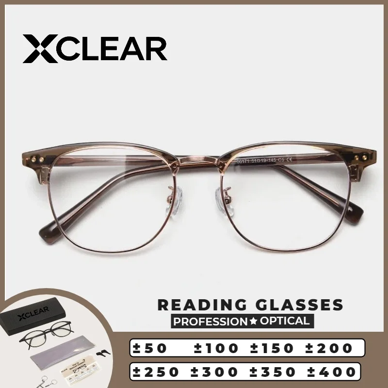 

XCLEAR Optical Anti Blue Ray Myopia Progressive Prescription Eyeglasses Reading Glasses Browline Business Classic Light