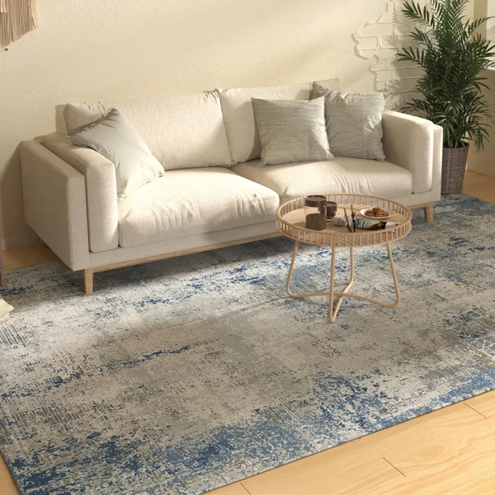 

Machine Washable Rug 8'x10' Area Rugs with Non-slip Vintage Rug for Living Room Low Pile Floral Printed Rug Stain Resistant